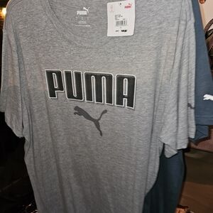 Puma Gray Wavy Logo Tee - Short Sleeve